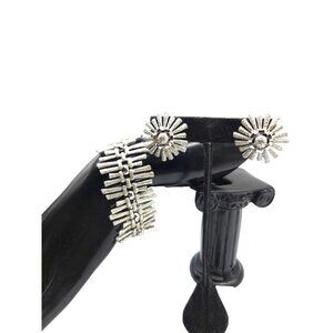 Rare Crown Trifari Brutalist Set Bracelet & Earrings Silvertone Signed 1960s